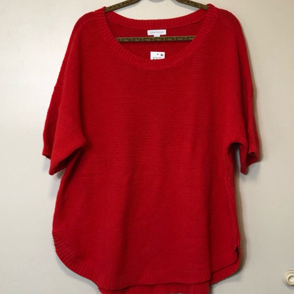Charter Club Short Sleeve Crew Neck Sweater. Risky Red. Size 2XL. NWT